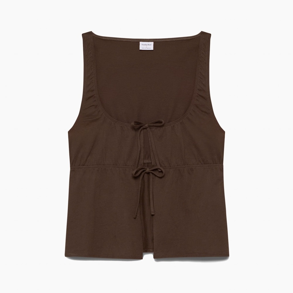 Aritiza Brown Tie Front ‘Cannoli Tank Top’ - Size Small (S)